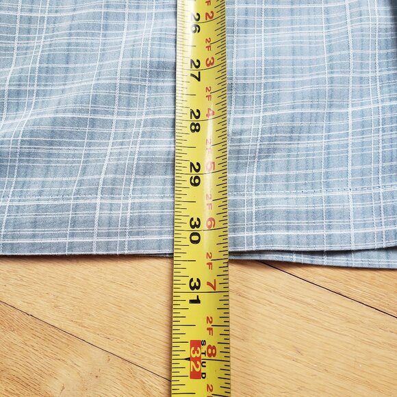 Van Heusen Men's Button-Down Short Sleeve Multitone Blue Geometric Pattern Shirt - Picture 13 of 16